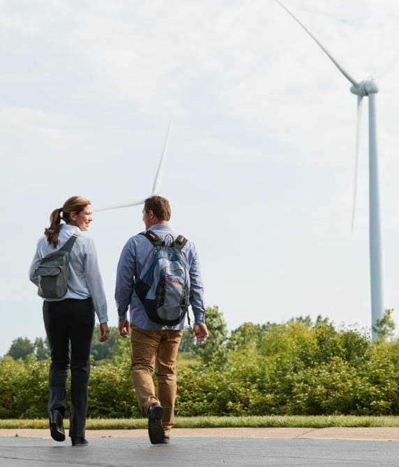 Two people walking together