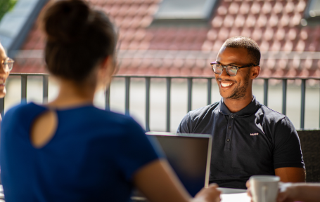 An employee at a laptop